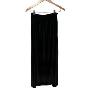 Ginnis Girl Skirt VTG 90s Women's Black Velvet Pull On Maxi Gothic Minimalist M